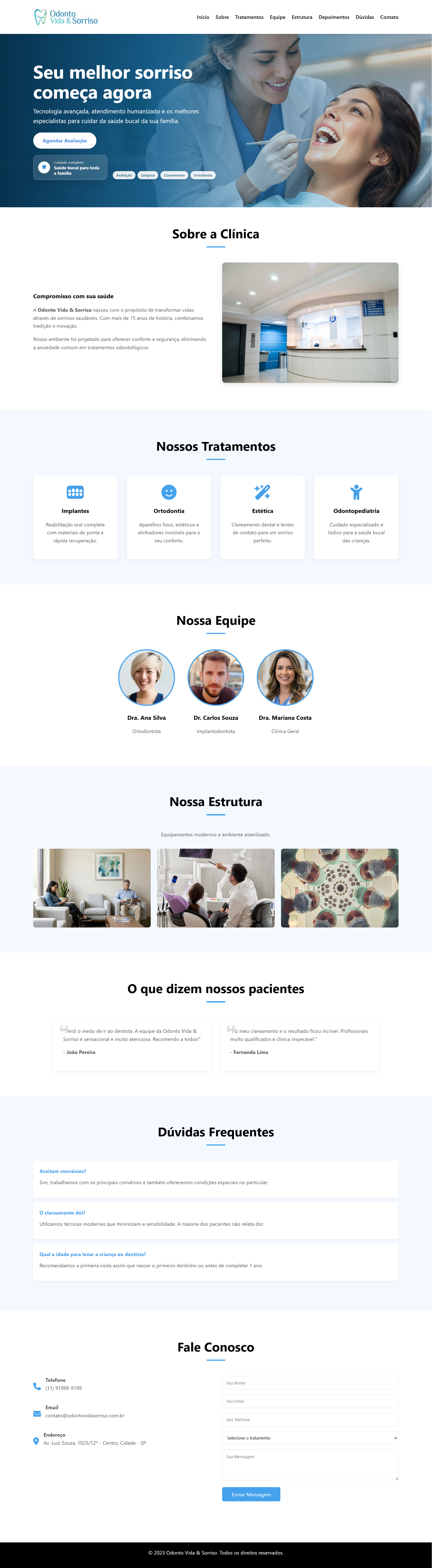 Site para clínica odontológica – exemplo de site institucional otimizado para SEO