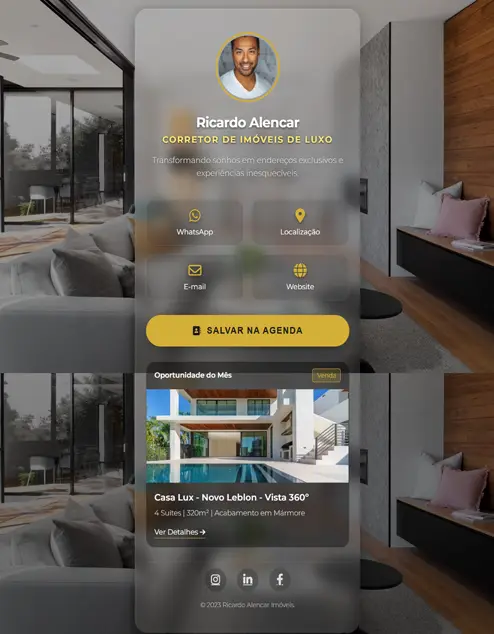 Cartão de visita digital para corretor de imóveis – site profissional Elementar Digital